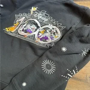 Disney | Tops | Adult Xs Disney 0 Black Embroidered Zip Up Hoodie